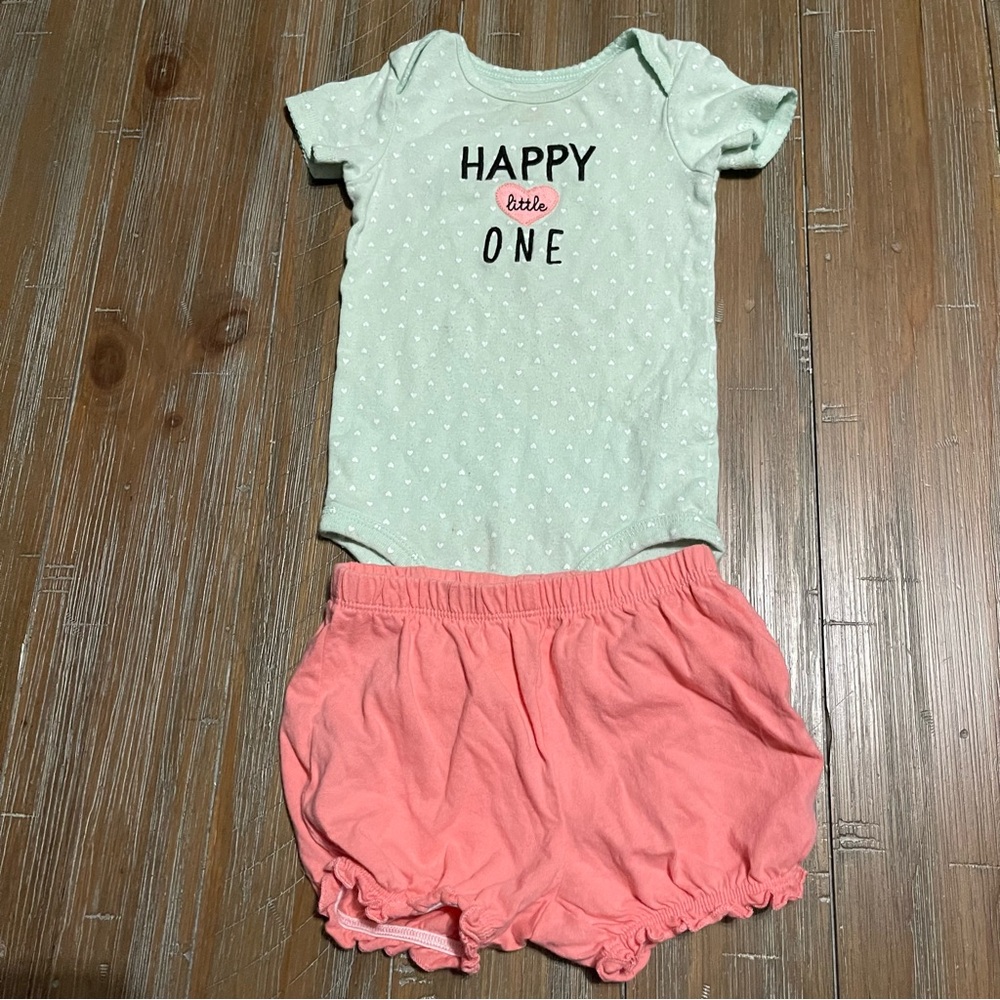 Carter's Mint Green and Coral Two-Piece Baby Matching Set